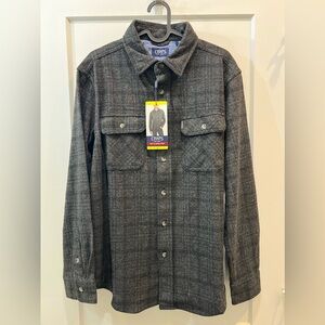 Chaps by Ralph Lauren Men's Knit Flannel Shirt, Black, Plaid, Small, NWT